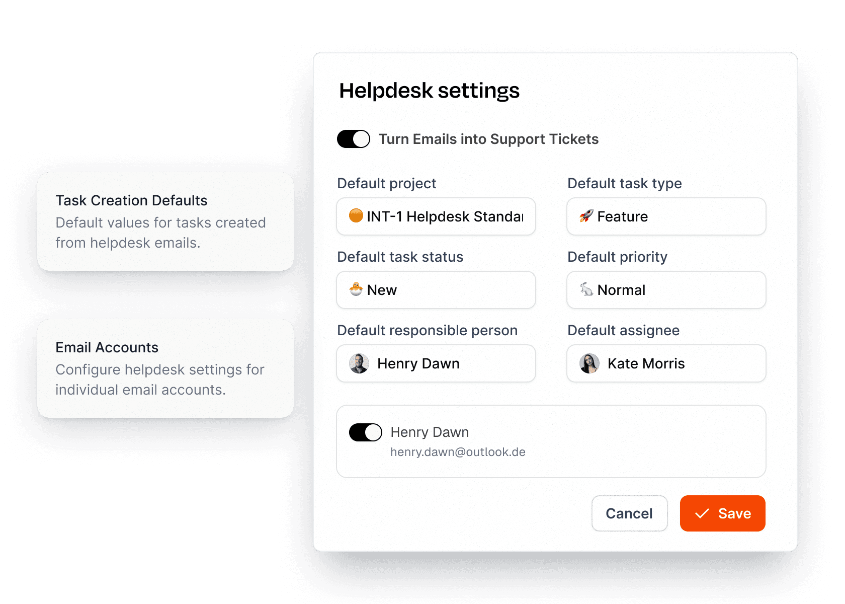 Email-to-ticket flow