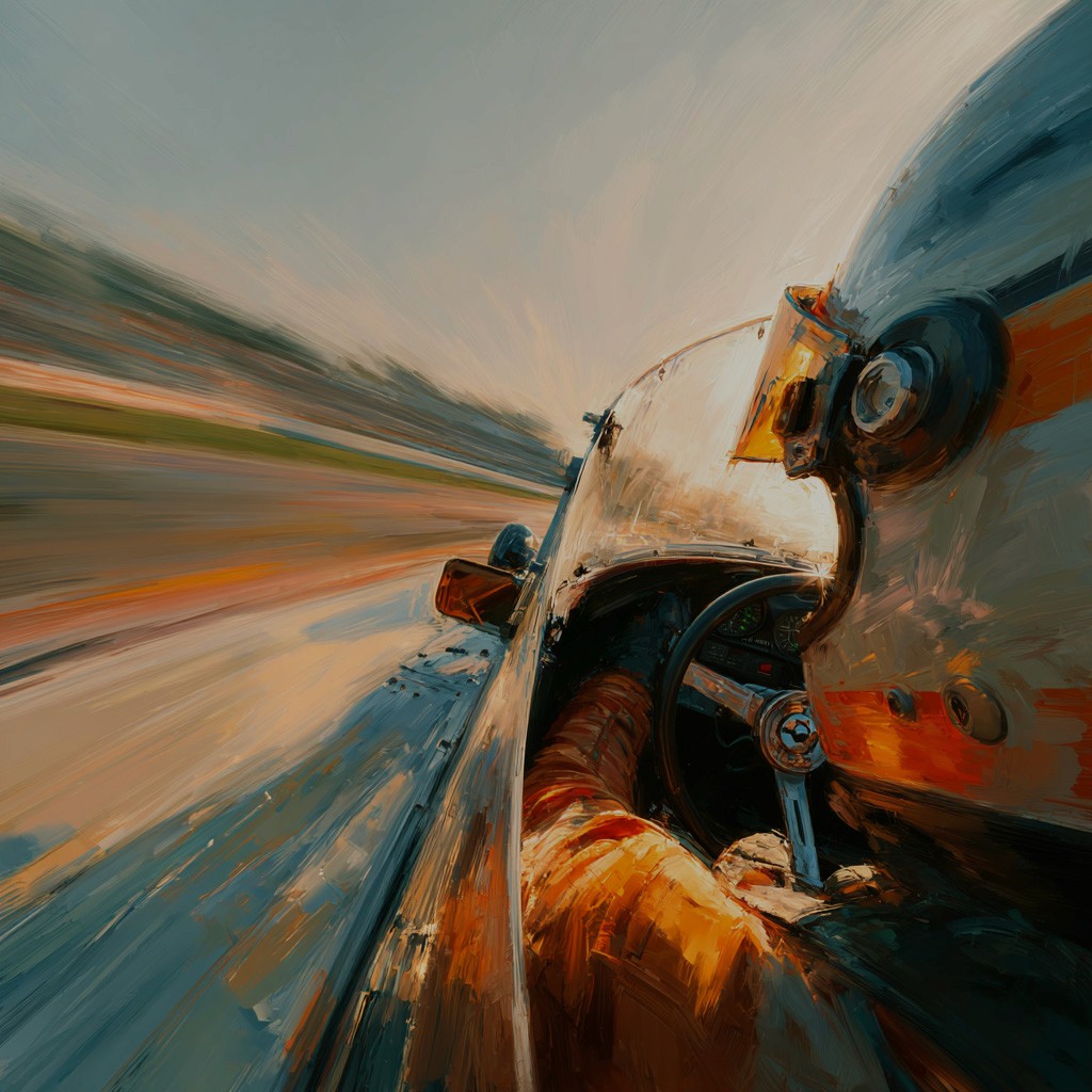 Racing scene at sunset representing high-speed project delivery